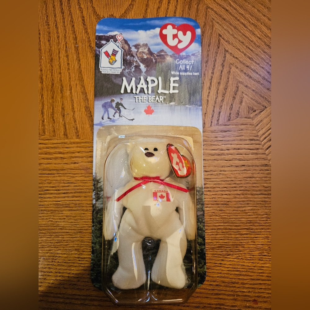 MAPLE THE BEAR-1996 MCDONALDS TY BEANIE BABY WITH RARE ERRORS 1993 OAKBROOK NIP